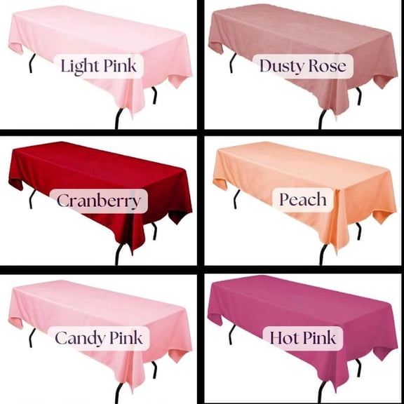 Light Pink 60"x108" Rectangular Polyester Tablecloth – Wedding, Holiday & Event Décor | Valentina Textile Inc