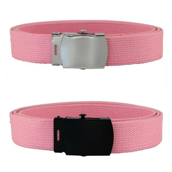 Light Pink Adjustable Canvas Military Web Belt With Metal Buckle 32 to 72