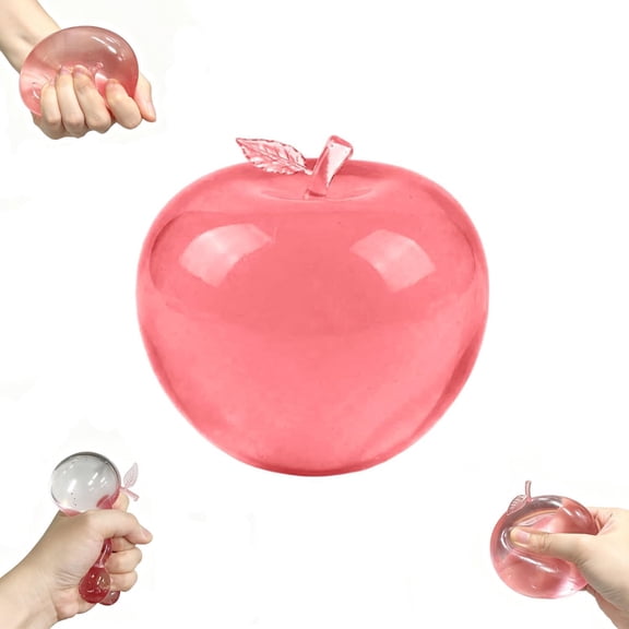 Light Pink Apple with Leaf Squishy, Maltose Filled Slow Rising Stress Relief, Moldable Sensory Anxiety Squeeze, Delicate Desk Venting Gift
