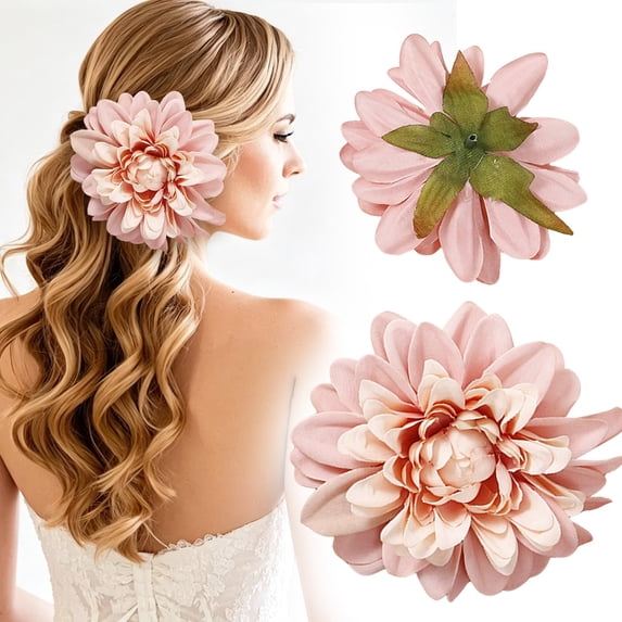 Light Pink Artificial Flower Head Dahlia, 4.33Inch Silk Cloth Flower Head, for Tabletop Center, Wedding, Party, Home and Office Decoration, Wedding Corsage, Cake Decoration (1 Pc)
