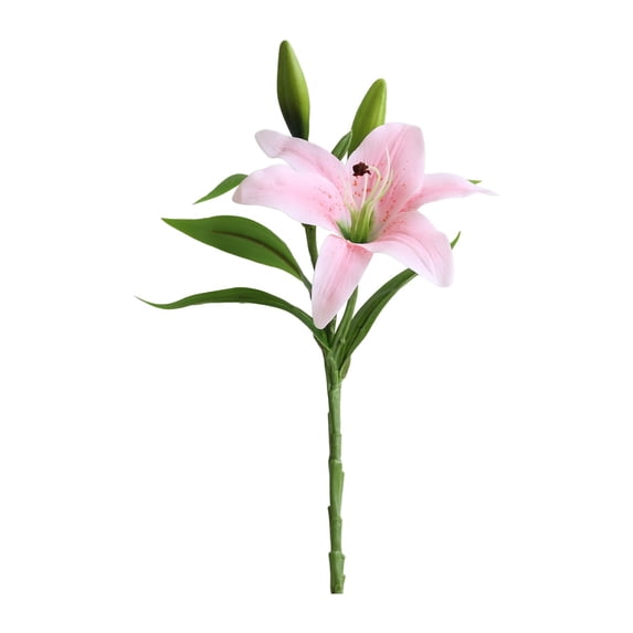Light Pink Single 3-Head Lily Artificial Flower, Wedding Home Decor Heads and 2 Buds Wedding Party Office Home Decor, By Meiiso