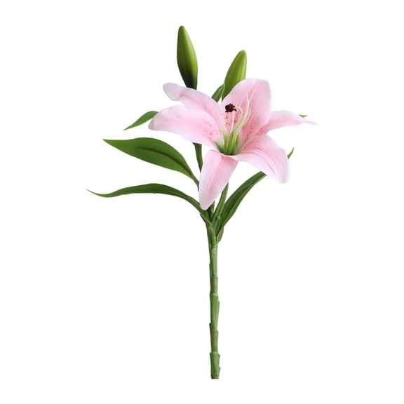 Light Pink Single 3-Head Lily Artificial Flower, Wedding Home Decor Heads and 2 Buds Wedding Party Office Home Decor, By Meiiso