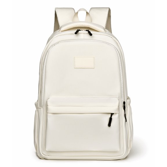 Light Pink Backpack for Women Men, Polyester School Bag with Laptop Compartment, Multi-Pocket Daily Carry Rucksack for College Commute Travel