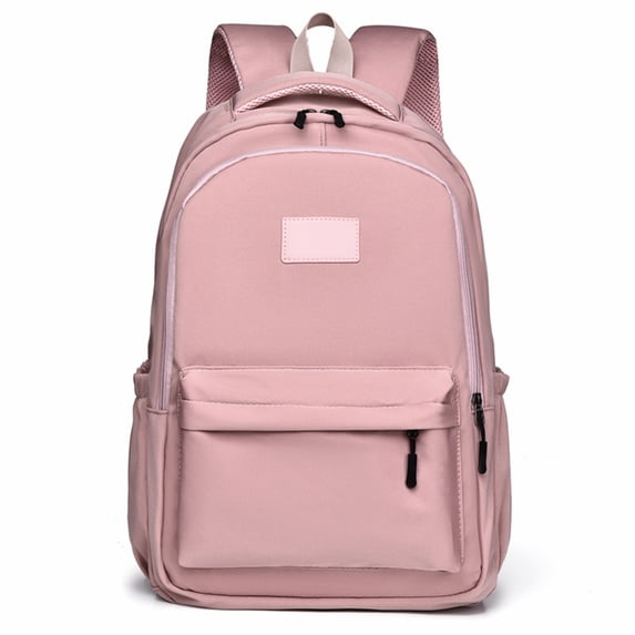 Light Pink Backpack for Women Men, Polyester School Bag with Laptop Compartment, Multi-Pocket Daily Carry Rucksack for College Commute Travel
