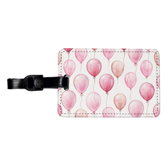 Light Pink Balloons Watercolor Birthday Faux Leather Travel Luggage Tag