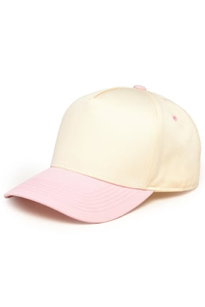 Trucker Hat – Vintage Snapback Baseball Cap with Embroidered Design - Light Pink/Beige
