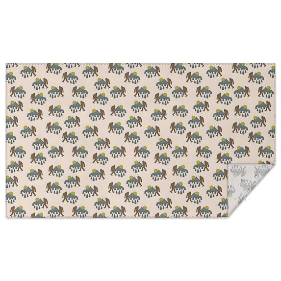 Light Pink Bigfoot and Mountain Pattern Rectangle Tablecloth 60"x102",Waterproof Polyester Rectangle Table Cloth, Wipeable Spillproof Polyester Tablecloth for Dining, Camping, Indoor and Outdoor