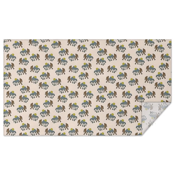 Light Pink Bigfoot and Mountain Pattern Rectangle Tablecloth 60"x102",Waterproof Polyester Rectangle Table Cloth, Wipeable Spillproof Polyester Tablecloth for Dining, Camping, Indoor and Outdoor