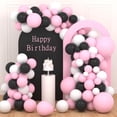thumbnail image 1 of Light Pink Black White Balloon Arch Kit - Paris-themed Decor for Birthday, Baby Shower, Wedding Anniversary. With Pink Bow Cherry. (78 characters), 1 of 6