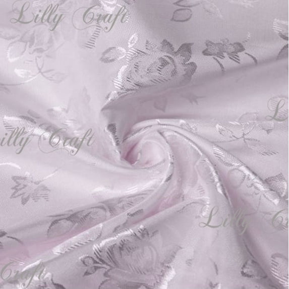 Light Pink Brocade Jacquard Satin Fabric 58”/60” Inches Wide - Sold By The Yard