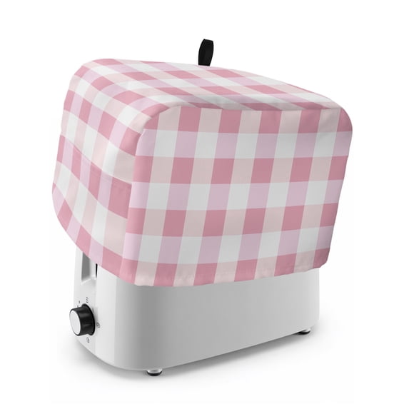 Light Pink Buffalo Check Toaster Cover 2 Slice, Farmhouse Plaid Modern Geometric Dustproof Bakeware Oven Protector with Top Hook, Waterproof Small Kitchen Appliance Toasters Dust Cover, 12"x7.5"x8"