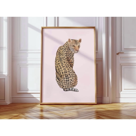 Light Pink Cheetah Leopard Watercolor Print Cute Aesthetic Animal Print Wall Decor Preppy Dorm Bedroom Decor