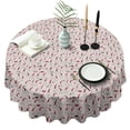 thumbnail image 1 of Light Pink Christmas Gnome Pattern Round Tablecloth 60"x60",Wrinkle Wipeable Table Cloth for Kitchen Dining Room Picnic Patio Party, 1 of 6