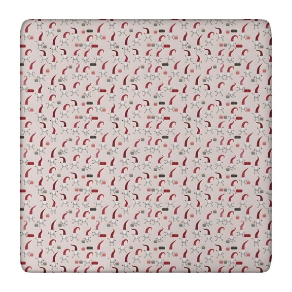 Light Pink Christmas Gnome Pattern Square Fitted Tablecloth with Elastic Edge,Square Table Cover,Washable Elastic Table Cover for Home Kitchen Party Decor 36"x36"