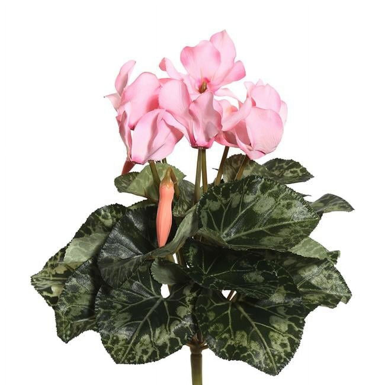 Light Pink Artificial Cyclamen Bush with Green Leaves