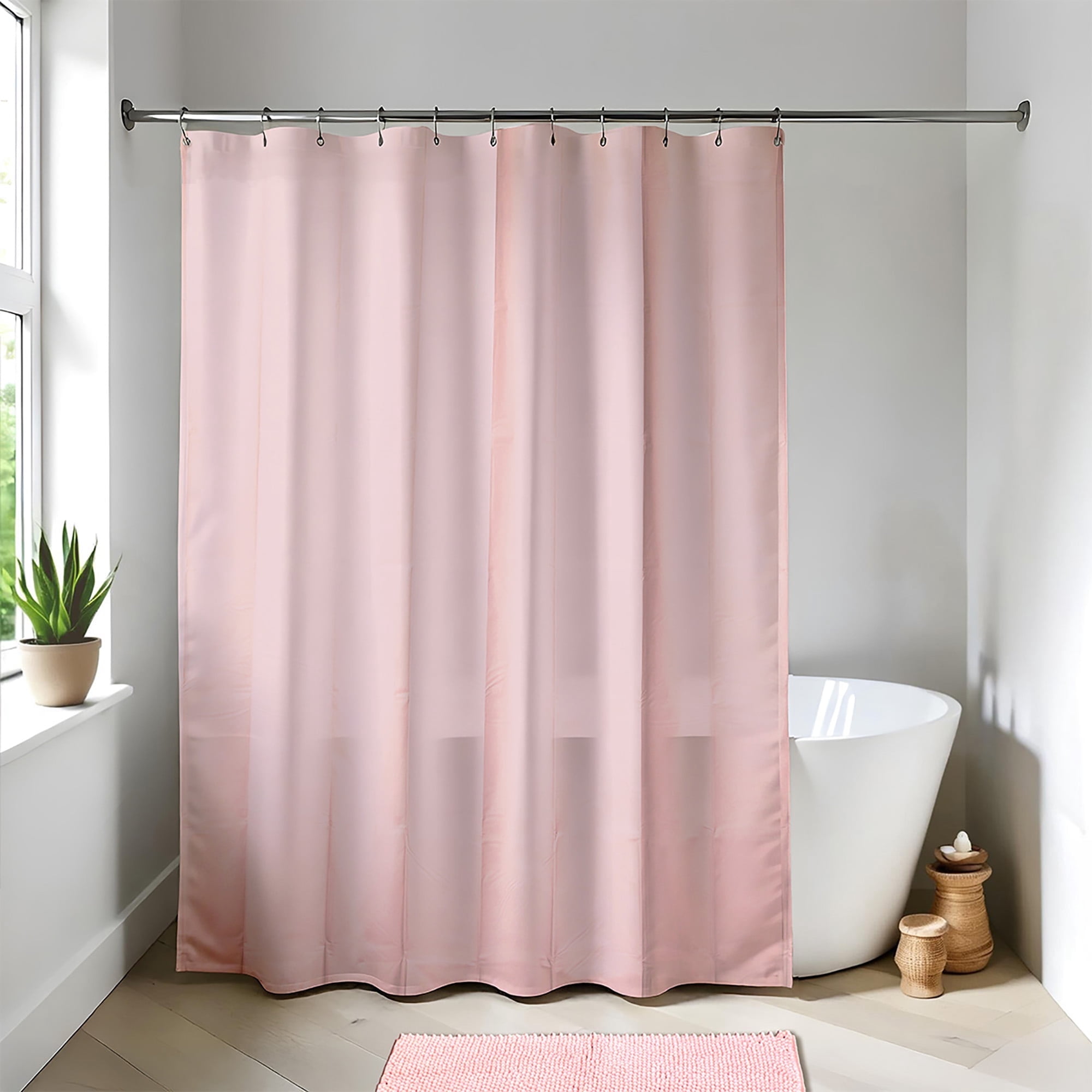 Light Pink Extra Long Waterproof Shower Curtain Liner 71x79 Inches