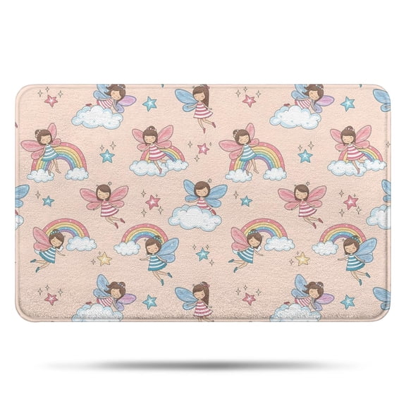 Light Pink Fairy Pattern Bathroom Rugs Mat,Non Slip Microfiber Bathroom Rug,Rubber Backing,Soft Bathroom Mats for Bathroom Floor,Tub and Shower,17x27in(43x68cm)