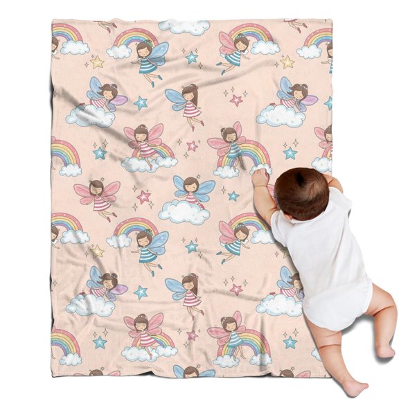 Light Pink Fairy Pattern Blanket,Comfortable Soft Lamb Wool Throw Blanket,All Season,Warm Lightweight Blankets for Sofa Bed Couch Living Room Chair,30"x40"