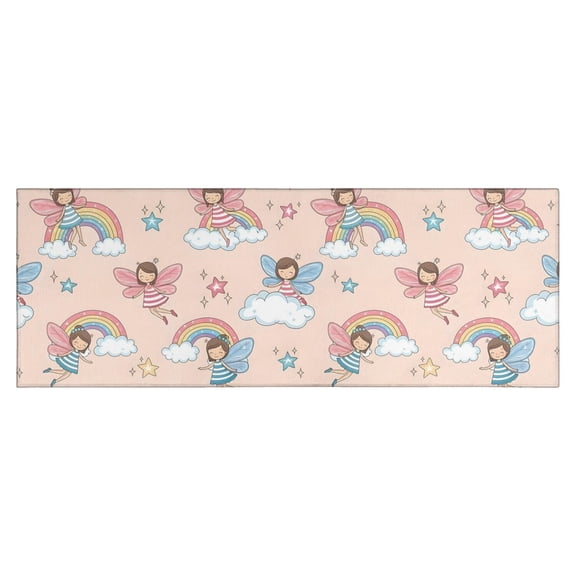Light Pink Fairy Pattern Kitchen Rug Mat,Kitchen Runner Rugs Non Skid Washable,Decorative Kitchen Floor Mats for Kitchen,Sink,Laundry,17"X47"
