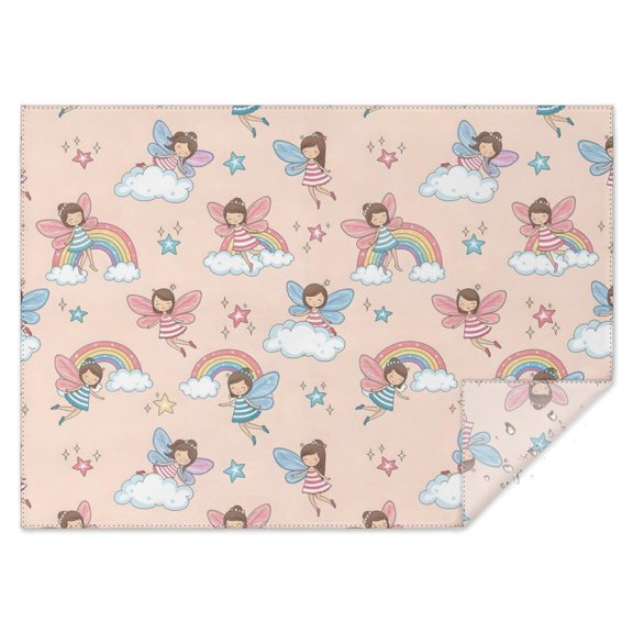 Light Pink Fairy Pattern Rectangle Tablecloth 60"x84",Waterproof Polyester Rectangle Table Cloth, Wipeable Spillproof Polyester Tablecloth for Dining, Camping, Indoor and Outdoor