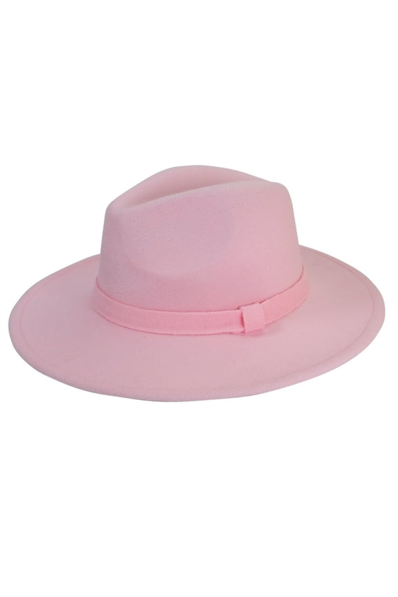 Light Pink Fedora Panama Upturn Wide Brim Cotton Blend Felt Hat