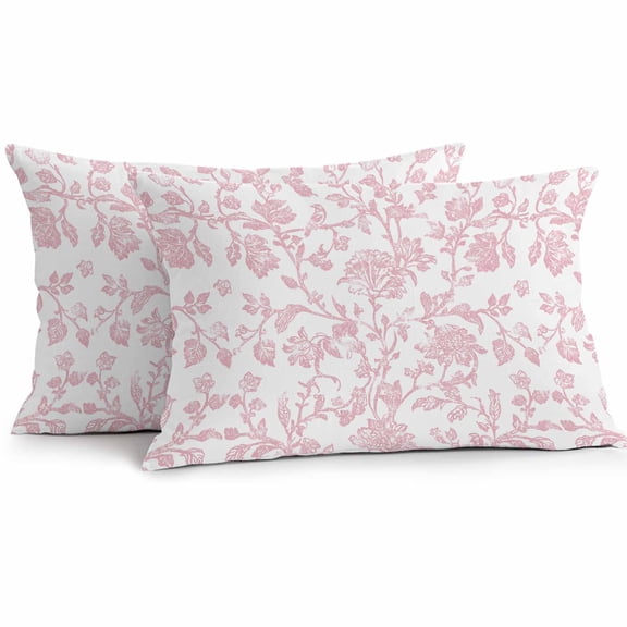 Light Pink Floral Paisley Outdoor Pillow Covers Pack of 2 Boho Leaf Vintage Farmhouse Linen Waterproof Throw Pillow Covers Decorative Cushion Cases for Patio Garden Tent Balcony Couch 20x12 inch
