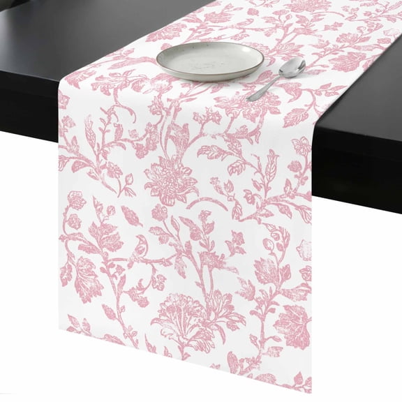 Light Pink Floral Paisley Table Runner 13x48 Inch Boho Leaf Vintage Farmhouse Linen Table Runner Non-Slip Dresser Scarves for Holiday Decorations, Party, Dinner and Gatherings, 1 Pack