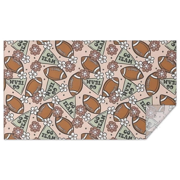 Light Pink Football and Flowers Pattern Rectangle Tablecloth 60"x102",Waterproof Polyester Rectangle Table Cloth, Wipeable Spillproof Polyester Tablecloth for Dining, Camping, Indoor and Outdoor