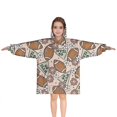 thumbnail image 1 of Light Pink Football and Flowers Pattern Blanket Hoodies for Kids 6-13YR Oversize Wearable Blanket Hoodies for Boys Girls Teens, 1 of 7