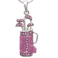 thumbnail image 1 of Light Pink Fuchsia Golf Clubs Bag Sports Ladies Pendant Necklace Silver Tone NEW, 1 of 3