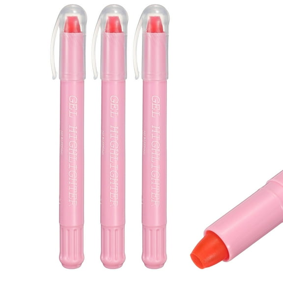 Light Pink Gel Highlighters, 3 Pack Gel High Lighters No Bleeds Highliters Pens Wax Crayon Neon Clear View Bright Marker Pen Twist Up Gel Stick Cute for Books Office Adults