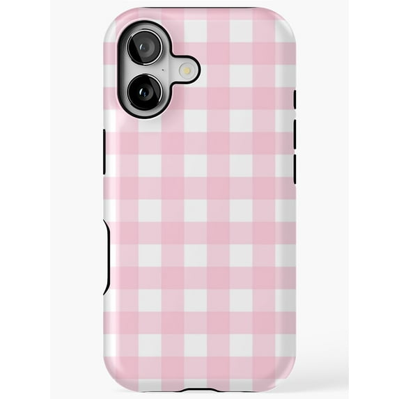 Light Pink Gingham Check Phone Case for iPhone 17 16 15 14 13 12 11 Pro Max