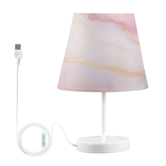 Light Pink Gold Marble Desk Lamp LED Table Nightstand Lamps with 3 Color Temperatures for Home Bedroom Living Room Decor 8x12