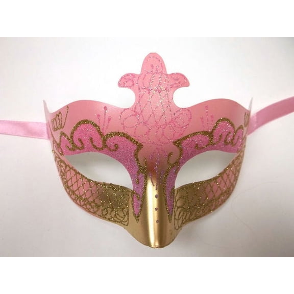 Light Pink Gold Scroll Venetian Mardi Gras Mask Masquerade Costume Prom Dance