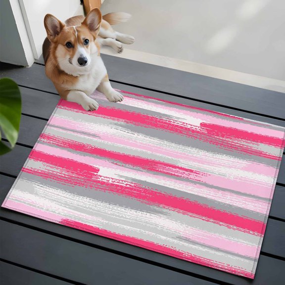 Light Pink Grey Lines Front Door Rugs 2x3 ft Abstract Mottled Paints Graffiti Texture Small Rug for Entryway Non Slip Washable Bathroom Door Mat Absorbent Floor Mat for Indoor Entrance