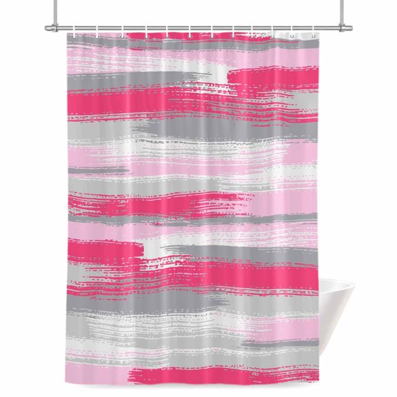 Light Pink Grey Lines Shower Curtain, Abstract Mottled Paints Graffiti Texture Waterproof Shower Curtain Set with 12 Hooks Lightweight Bath Curtains Fabric Bathroom Decor 60x72 Inches