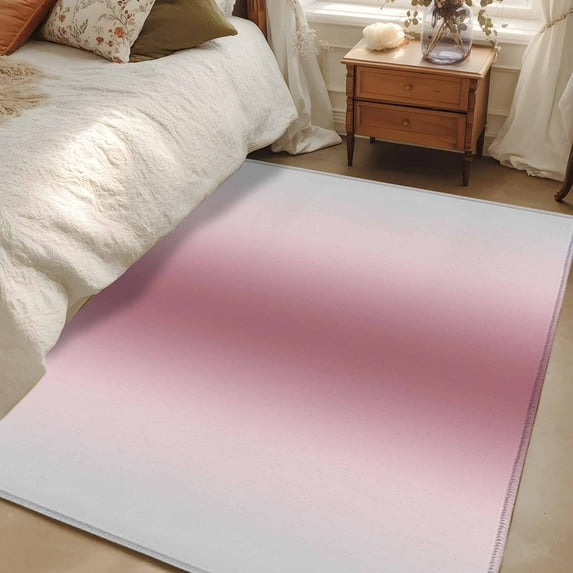 Light Pink Grey Ombre 3x5 Area Rugs, Modern Abstract Art Gradient Non-Skid Rubber Backing Large Rectangle Rugs - Living Room Bedroom Home Office, Indoor Floor Mat Carpets Washable Rug