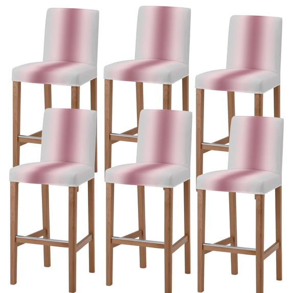 Light Pink Grey Ombre Bar Stool Cover Set of 6, Modern Abstract Art Gradient Stretch Bar Chair Cover, Removable Washable Pub Counter Stool Chair Slipcover for Kitchen Dining Room Pub Cafe
