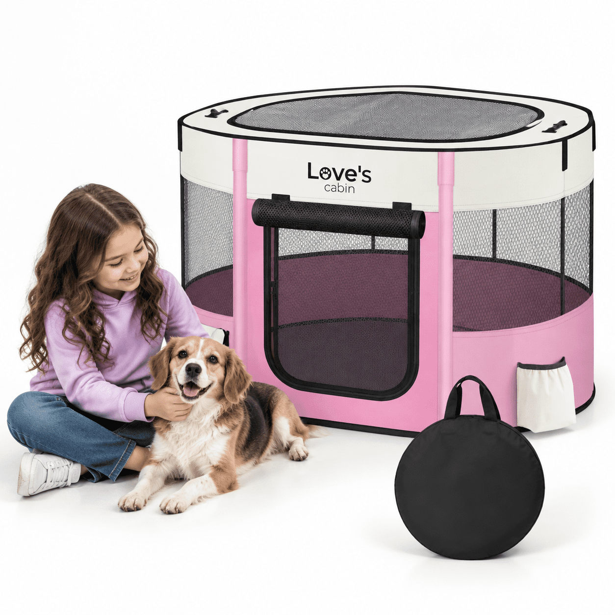 Light Pink Large Portable Foldable Pet Playpen for Indoor Outdoor Use ...