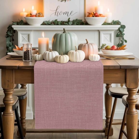 Light Pink Linen Cotton Linen Table Runner, Washable Table Runners for Kitchen, Dining Room, Holiday, Home Party Table Decor, 13x60 Inches