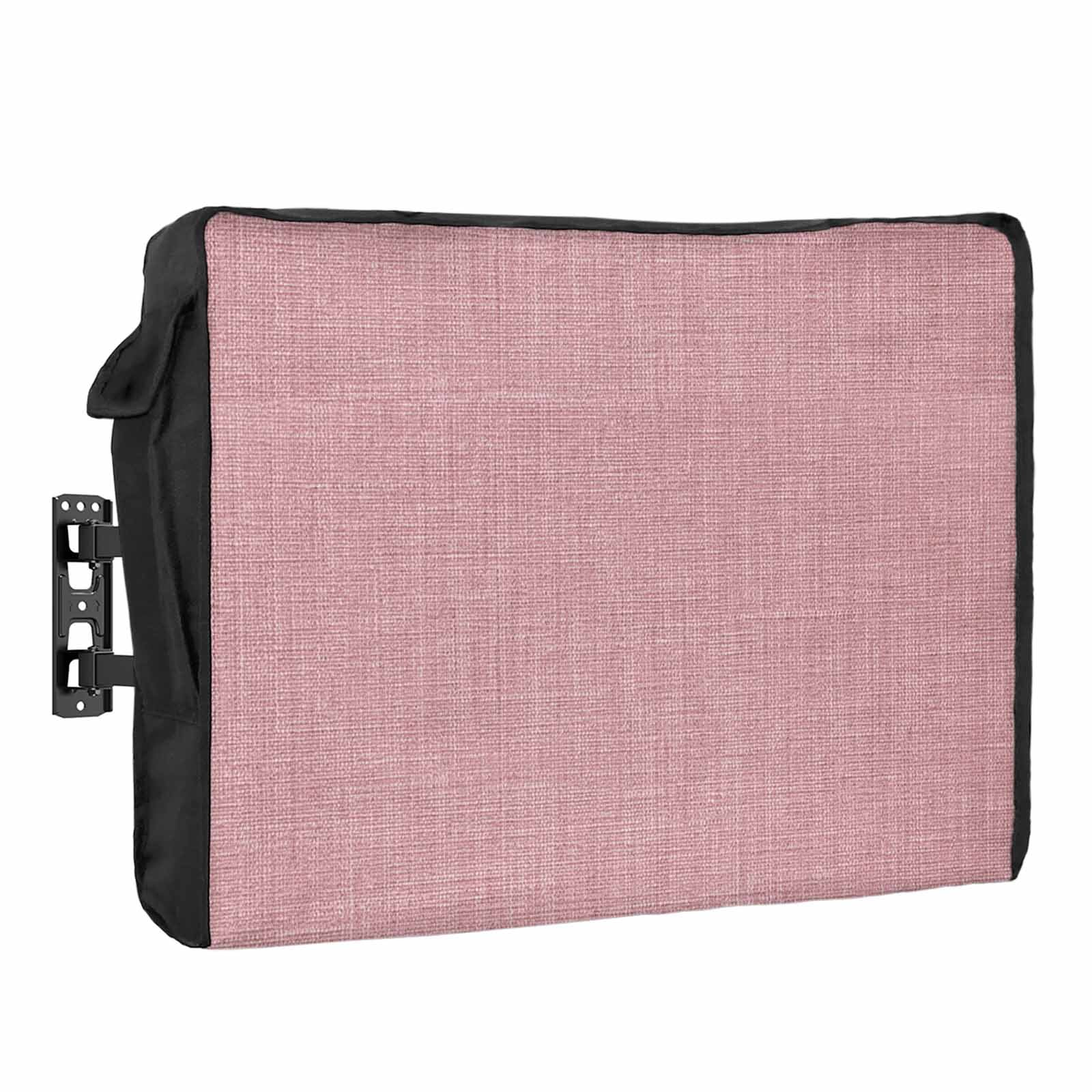 Light Pink Linen Waterproof Outdoor TV Cover, Farmhouse Pure Color ...