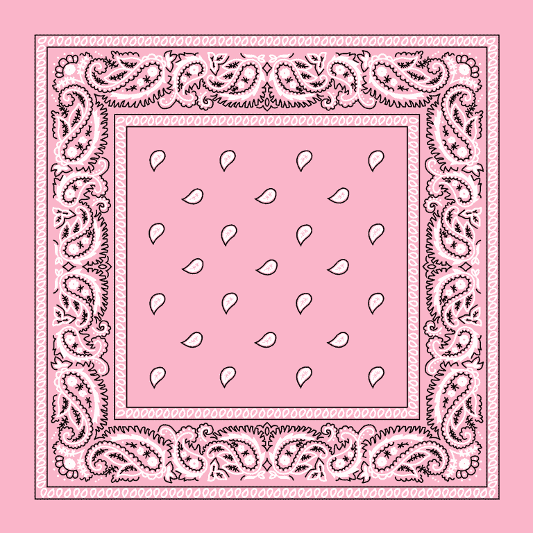 Light Pink Paisley Bandana - Single Piece 22x22, 100% Cotton