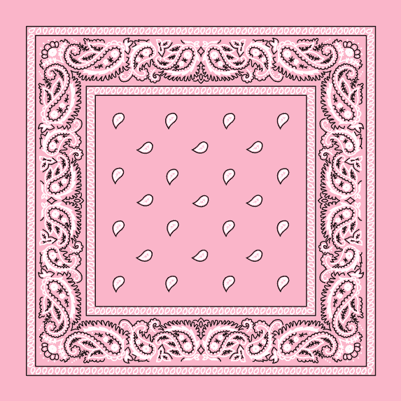 Light Pink Paisley Bandanas - Dozen Packed 22x22