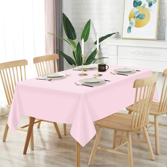 Light Pink Plastic Tablecloth Rectangle Table Disposable Pink Party Table Covers for Gril Birthday Baby Showers Party Decoration
