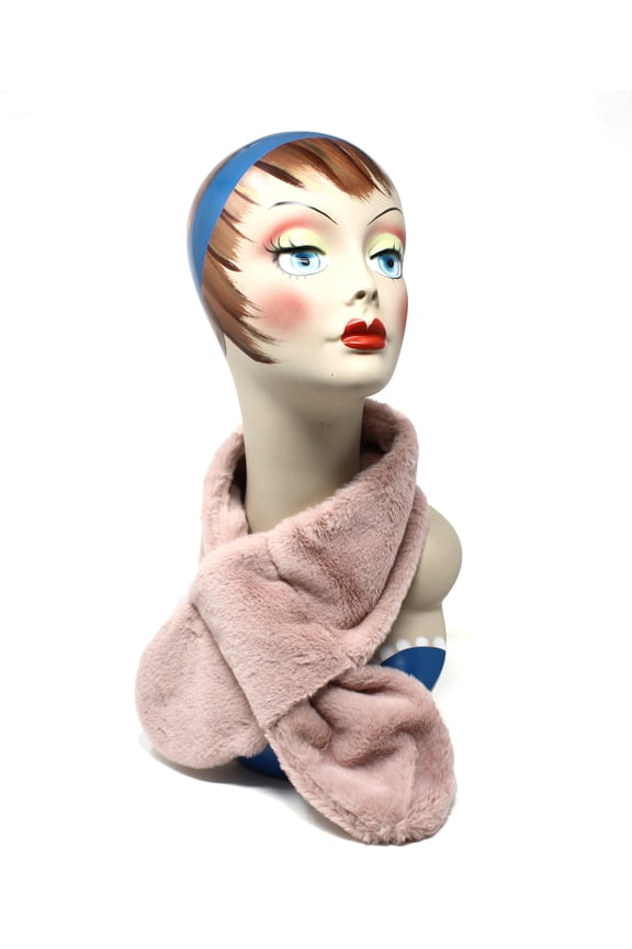 Light Pink Plush Cowl Neck Collar Style Pull Through Scarf - Extra Soft Velvet Feel