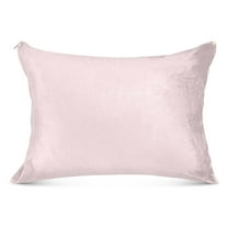 Light Pink Plush Pillow Cases Standard Size Ultra Soft Warm Pillowcases with Zipper 20"x26"