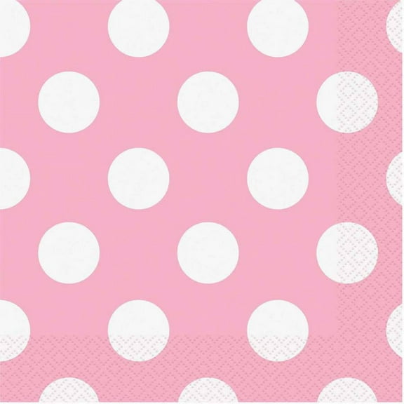 Light Pink Polka Dot Paper Luncheon Napkins, 6.5in, 16ct