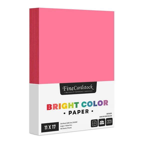 Light Pink Premium Colored Paper, 24 Lb (89gsm), 11 x 17, 100 Sheets per Pack