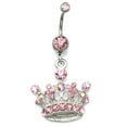 thumbnail image 1 of Light Pink Princess Crown Tiara Dangle Belly Button Naval Ring Body Jewelry cbp, 1 of 1