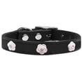 thumbnail image 1 of Light Pink Rose Widget Genuine Leather Dog Collar, Black - Size 12, 1 of 1